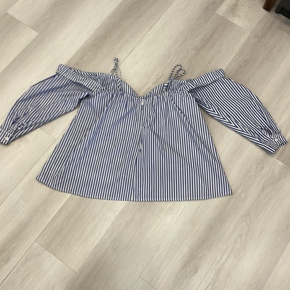 Revolve Brand Bardot Blue and White Striped Top - Picture 10 of 16